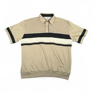 Vintage Classics Palmland Polo Shirt Adult LARGE Brown Colorblock Golf Dad 90s